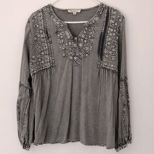 S/M Embroidered Rayon Longsleeve Top Tunic Babydoll Holy Clothing Garb